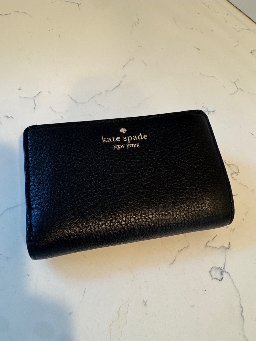 kate spade New York Black Leather Compact Wallet